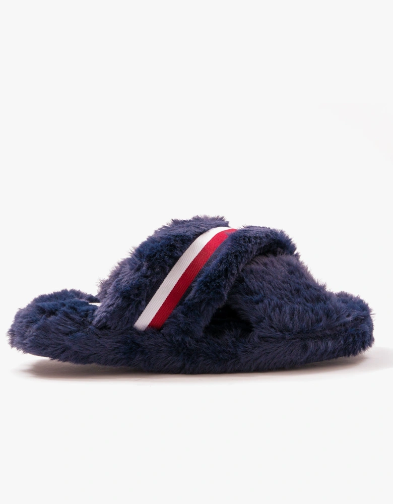 FUR CROSS STRAP HOME  Womens Slippers Space Blue