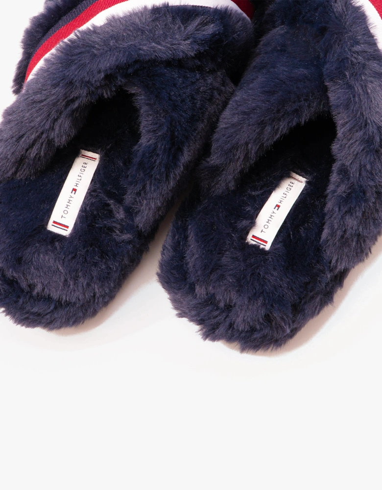 FUR CROSS STRAP HOME  Womens Slippers Space Blue