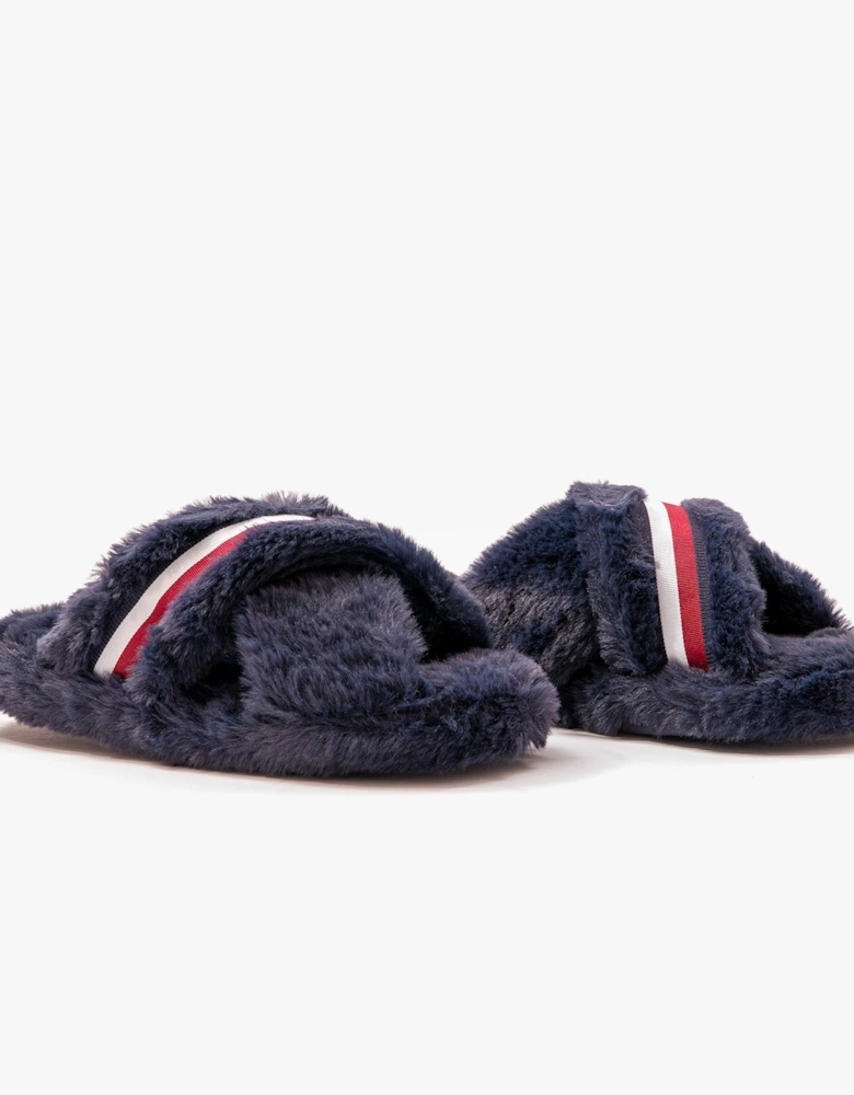 FUR CROSS STRAP HOME  Womens Slippers Space Blue