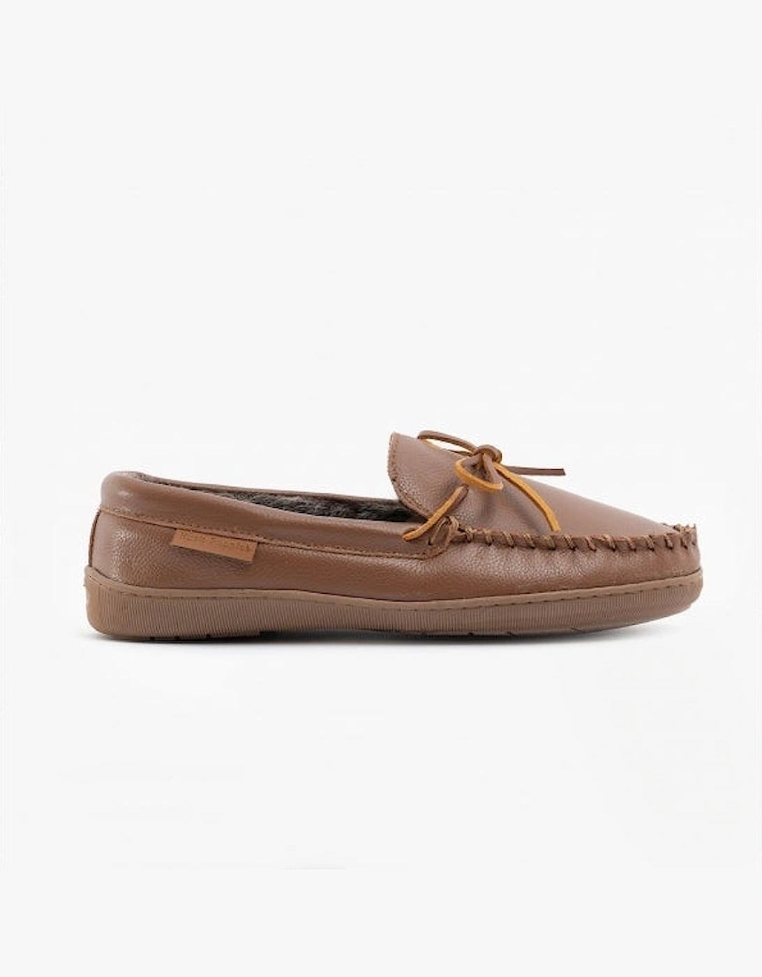 Hush Puppies Men's Hush Puppies ACE Mens Leather Moccasin Slippers Tan - Brown