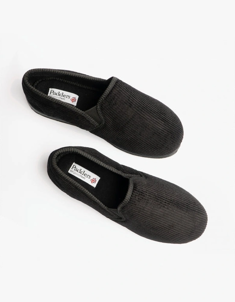 ALBERT Mens (G Fit) Full Slippers Corduroy Black