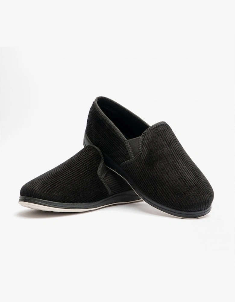 ALBERT Mens (G Fit) Full Slippers Corduroy Black