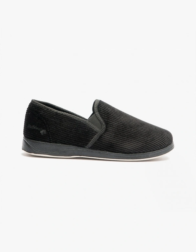 ALBERT Mens (G Fit) Full Slippers Corduroy Black