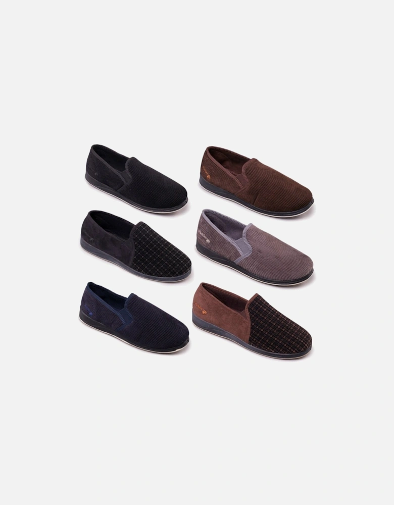 ALBERT Mens (G Fit) Full Slippers Corduroy Black