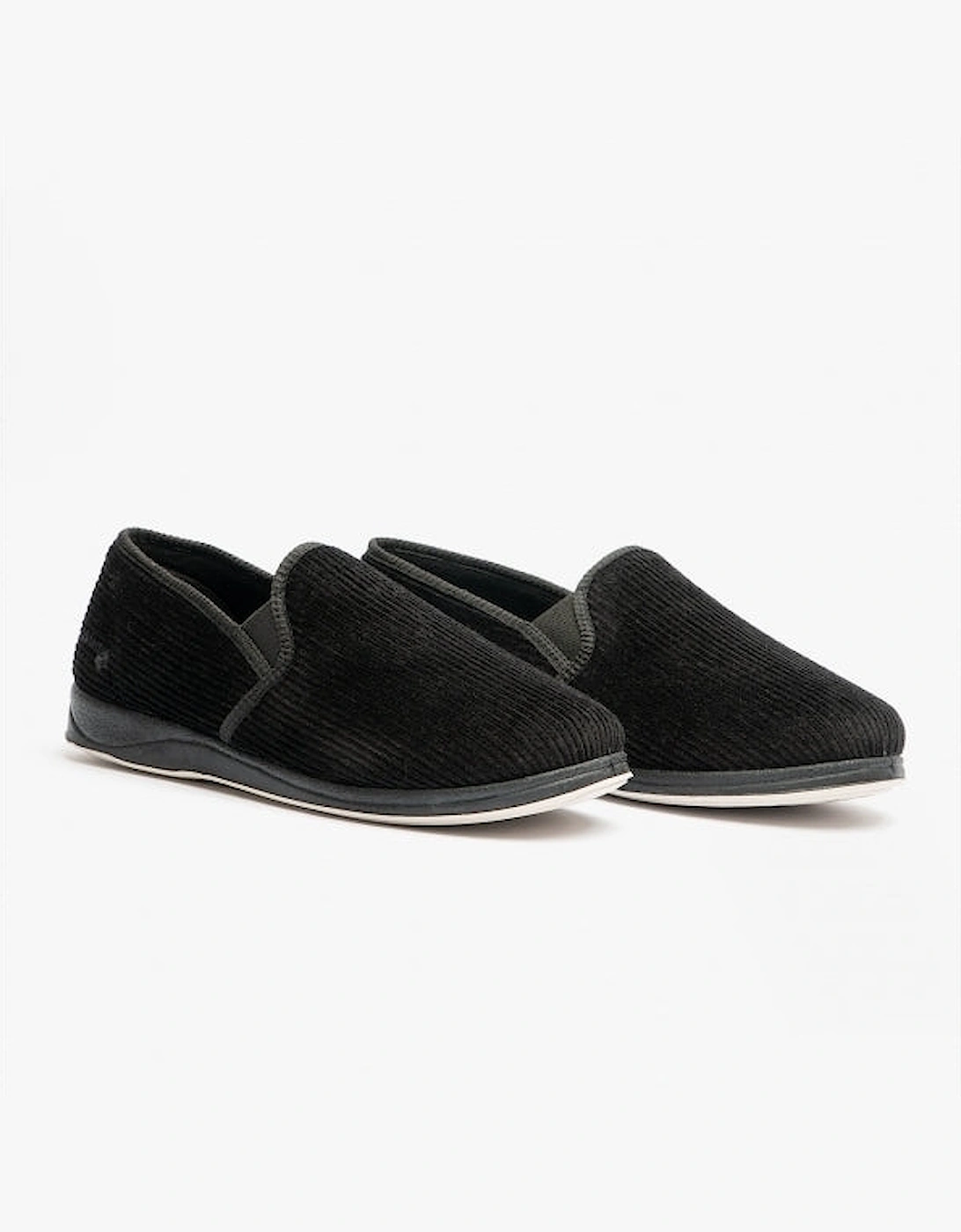ALBERT Mens (G Fit) Full Slippers Corduroy Black