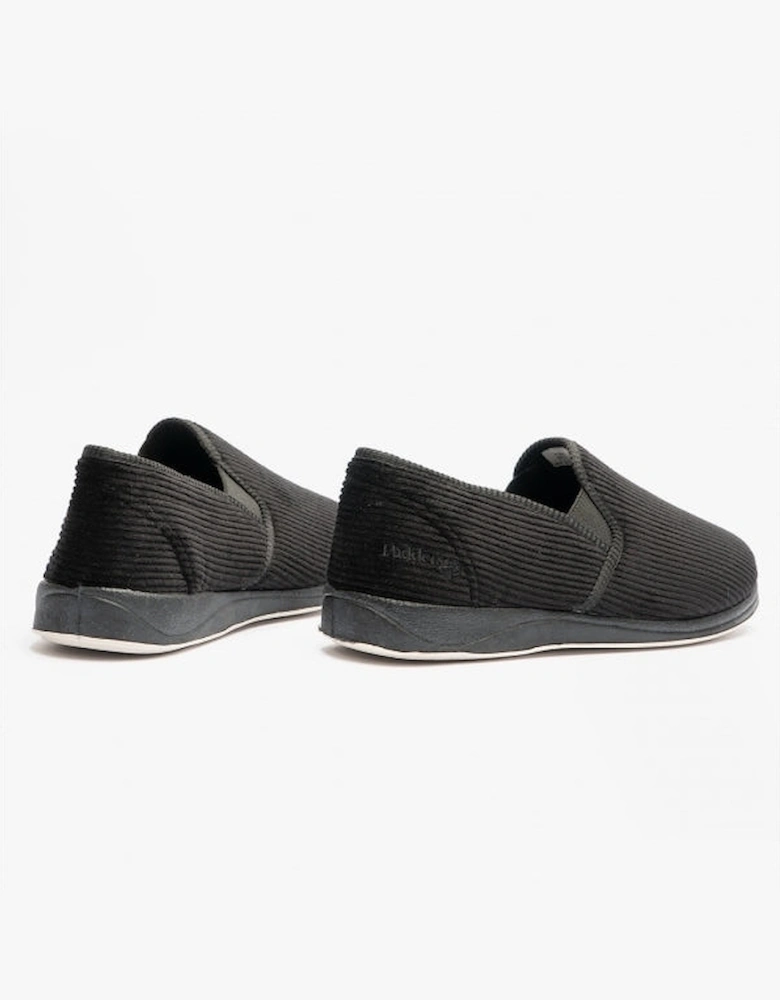 ALBERT Mens (G Fit) Full Slippers Corduroy Black