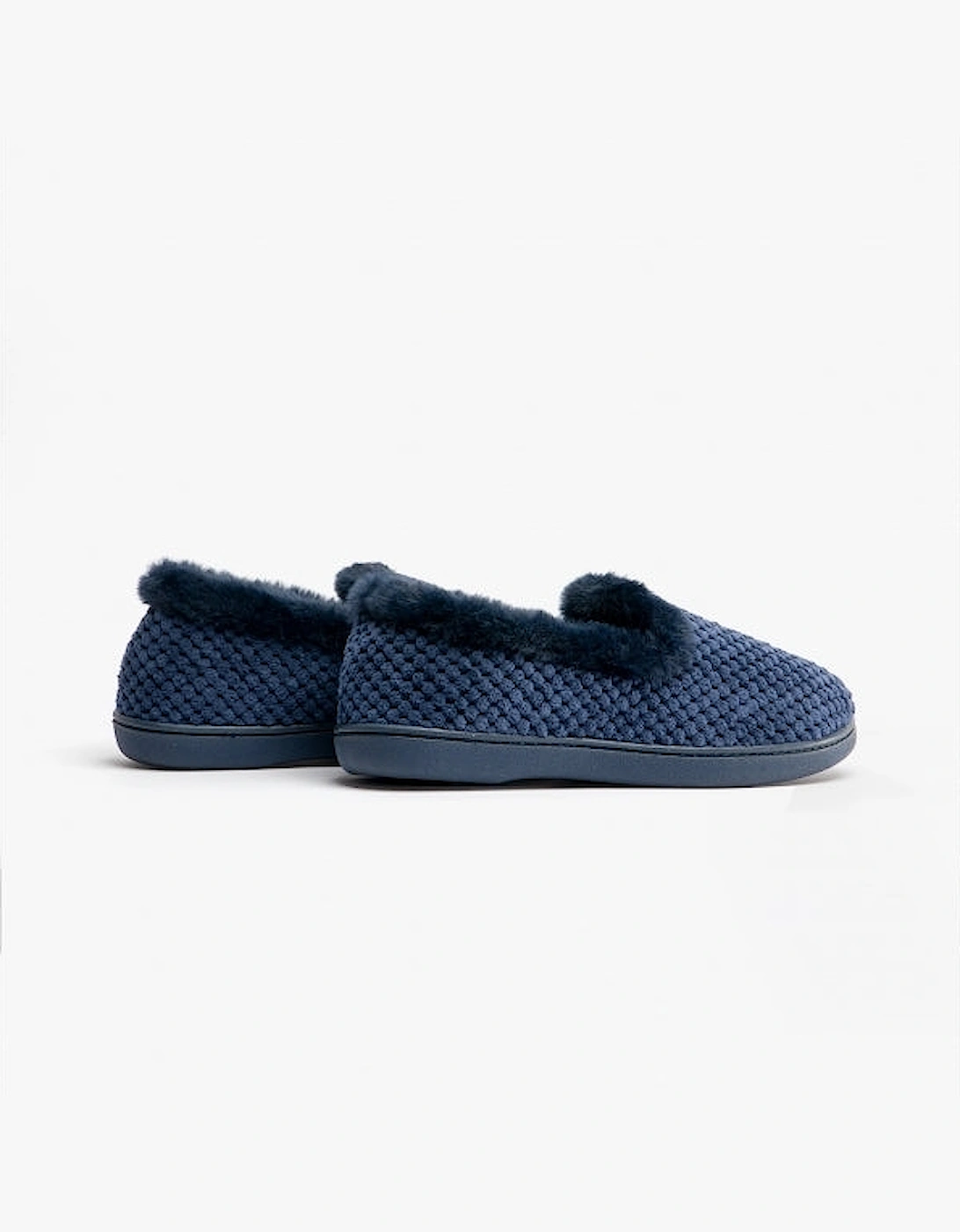 MISHA Womens (EE Fit) Full Slippers Navy Popcorn