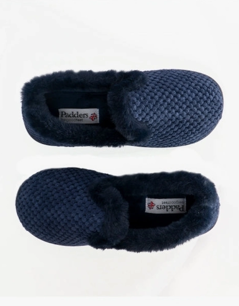 MISHA Womens (EE Fit) Full Slippers Navy Popcorn