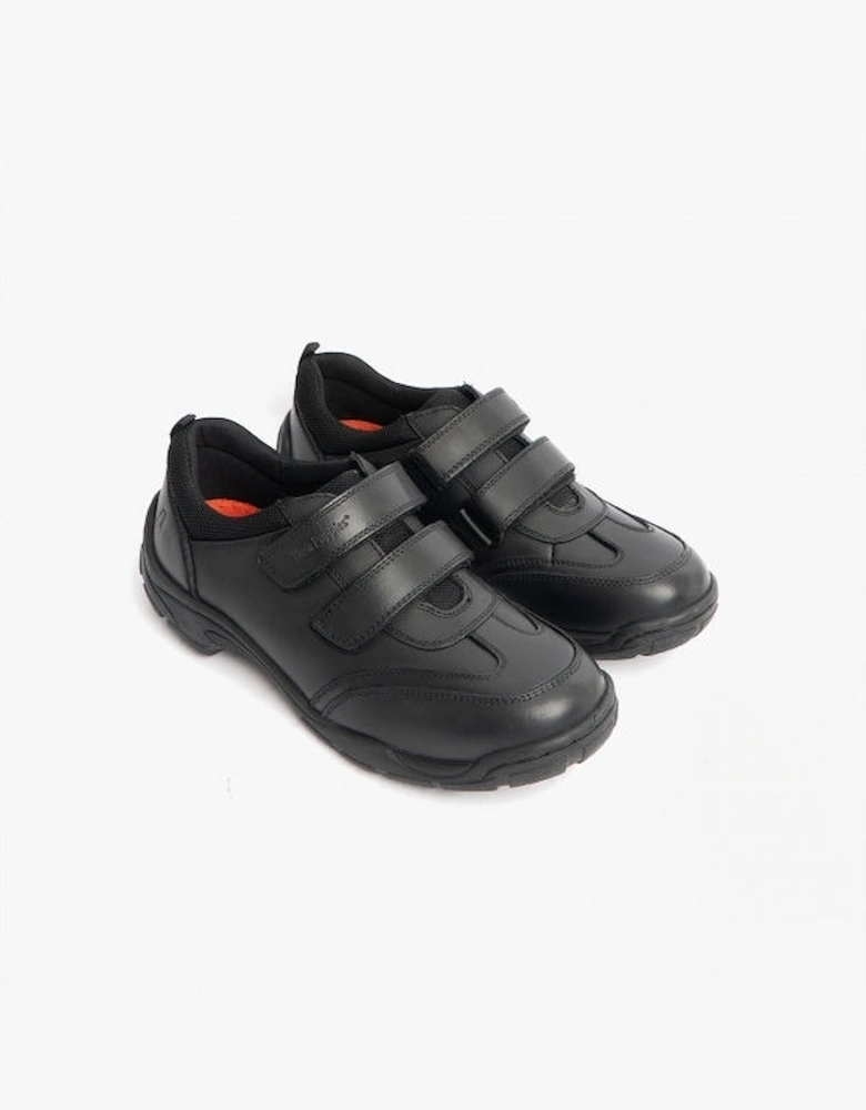 ALEC Boys Leather School Shoes Black