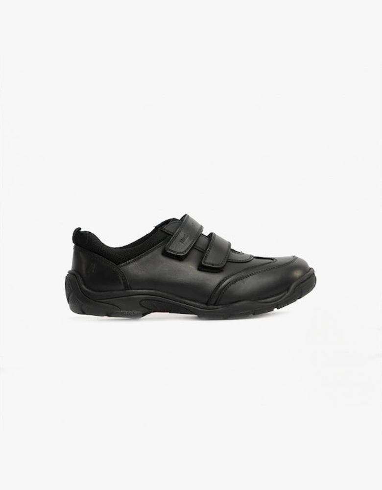 ALEC Boys Leather School Shoes Black