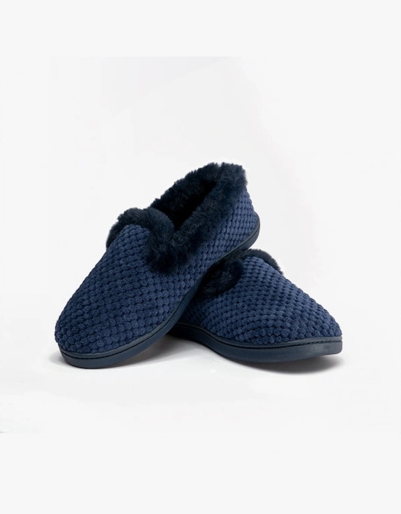 MISHA Womens (EE Fit) Full Slippers Navy Popcorn