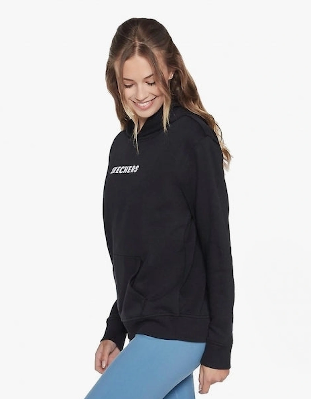 Women's Skechers WHD69/BLK SIGNATURE Womens Cotton Hoodie Black - Size: 12