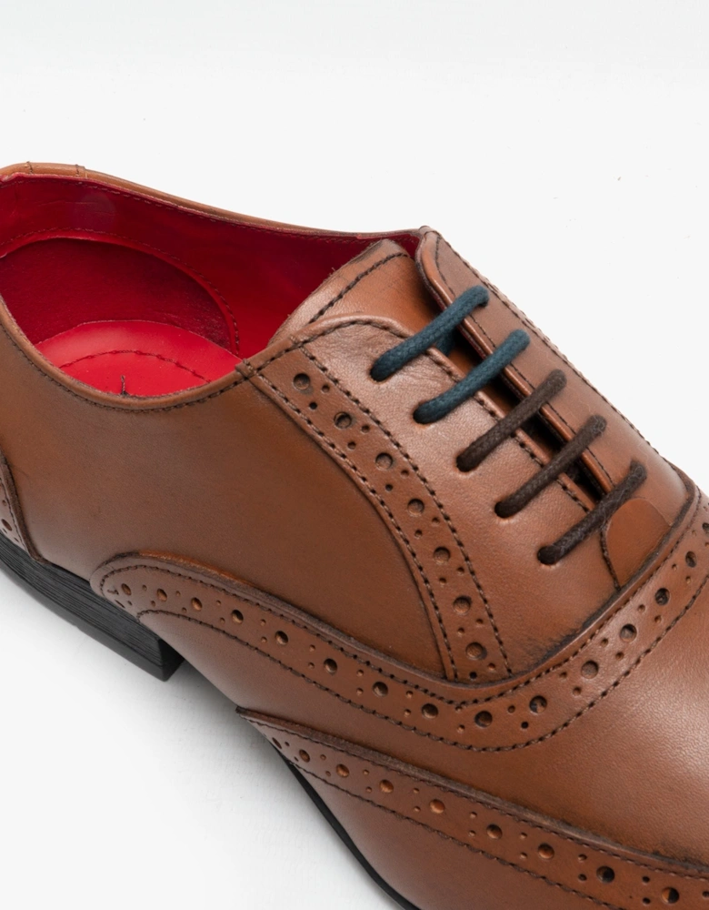 PIERCE Mens Leather Oxford Brogues Tan