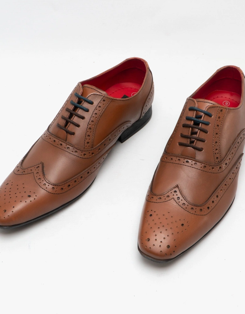 PIERCE Mens Leather Oxford Brogues Tan