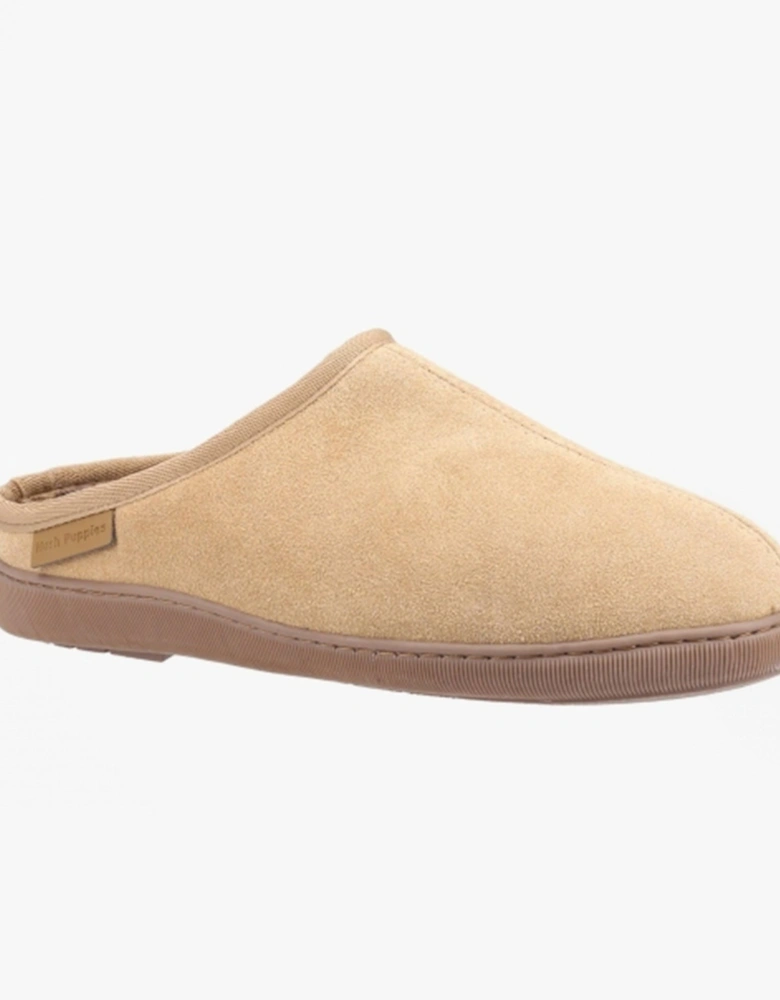 ASHTON Mens Suede Leather Mule Slippers Tan