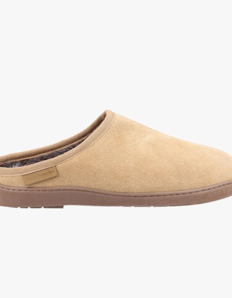 ASHTON Mens Suede Leather Mule Slippers Tan