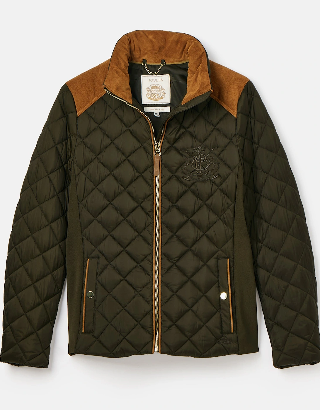 Women's Joules Braemar Luxe Womens Showerproof Quilted Coat Green - Size: 8