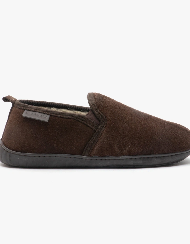 ARNOLD Mens Suede Full Slippers Brown