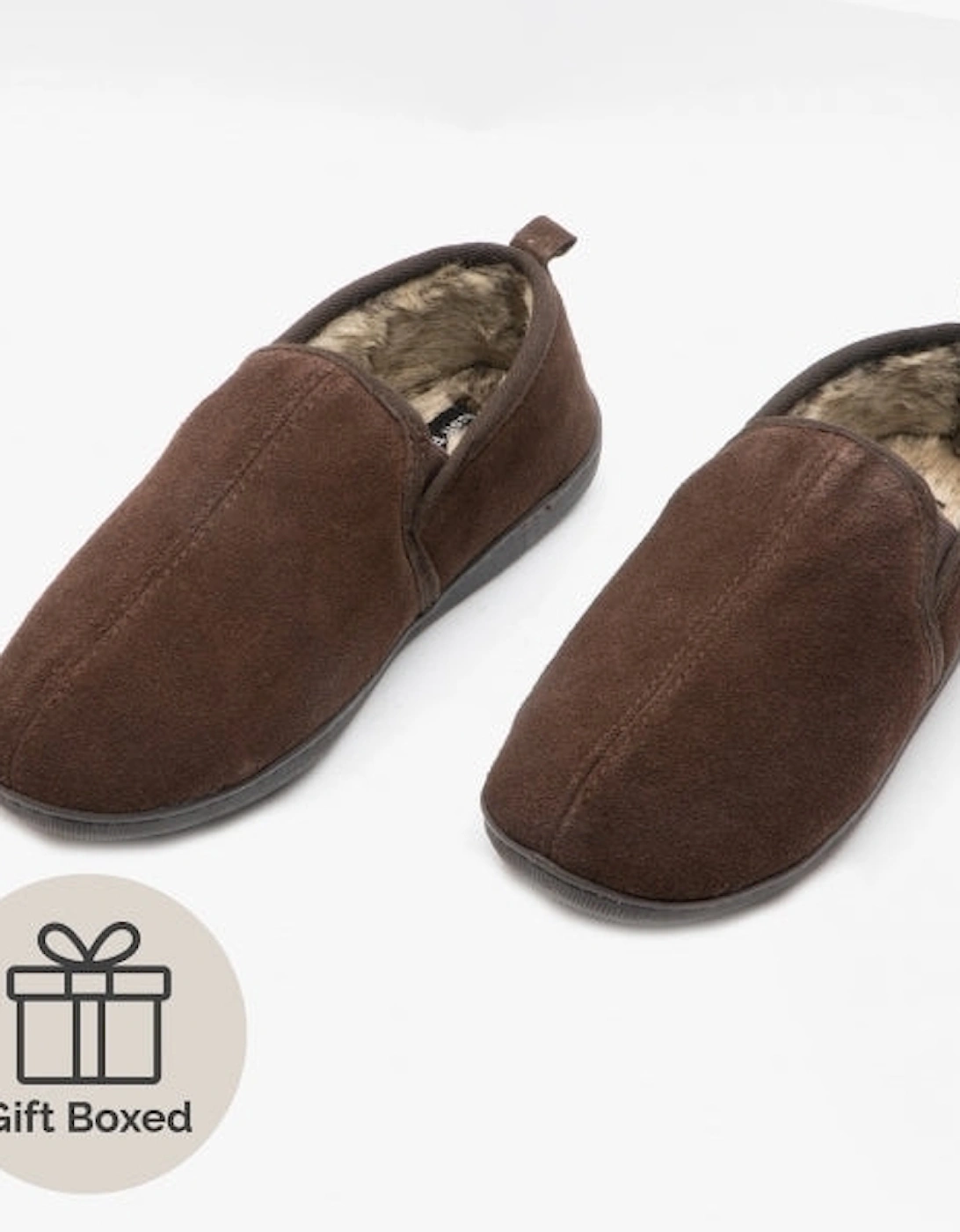 ARNOLD Mens Suede Full Slippers Brown