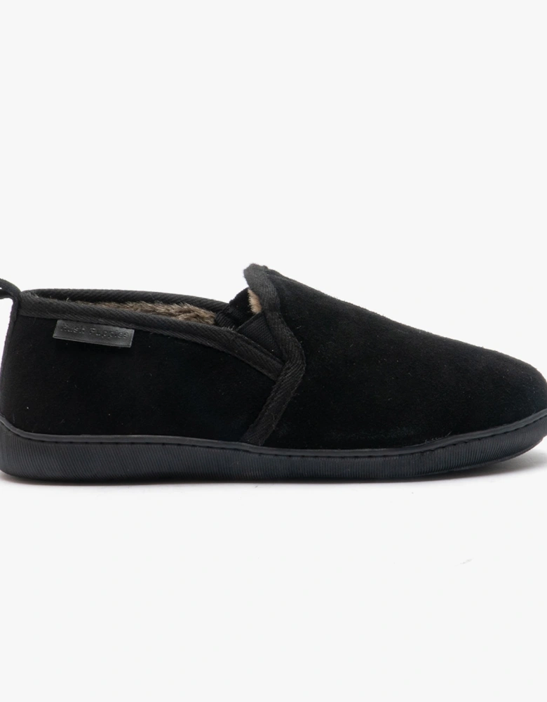 ARNOLD Mens Suede Full Slippers Black