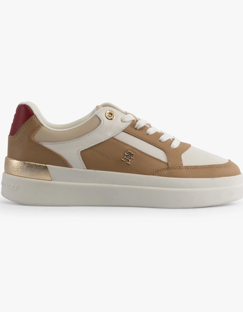 MONOGRAM METALLIC LEATHER  Womens Court Trainers Classic Khaki