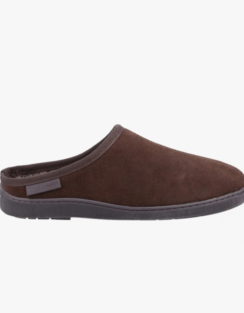 ASHTON Mens Suede Leather Mule Slippers Brown