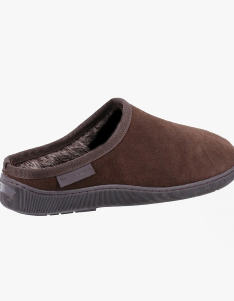 ASHTON Mens Suede Leather Mule Slippers Brown