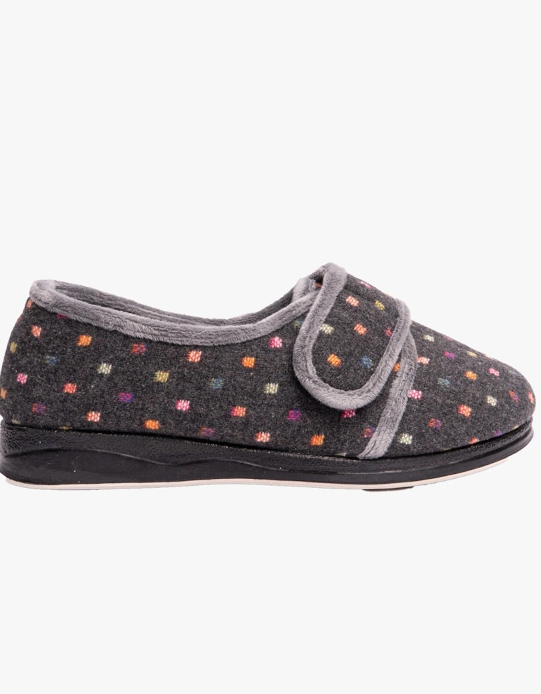 MELLOW Womens Full Slippers Charcoal Woven Spot