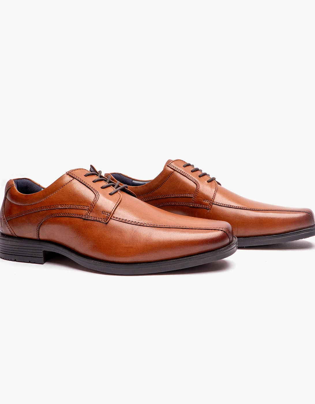 BRANDON Mens Leather Lace-Up Shoes Tan