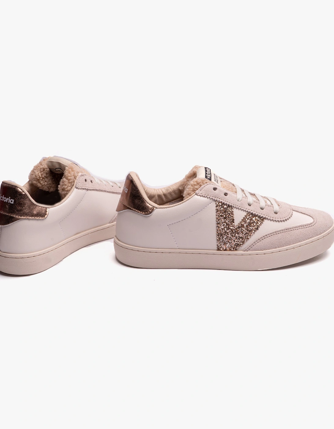 BERLIN FAUX LEATHER & SHEARLING CYCLIST Womens Trainers Hielo