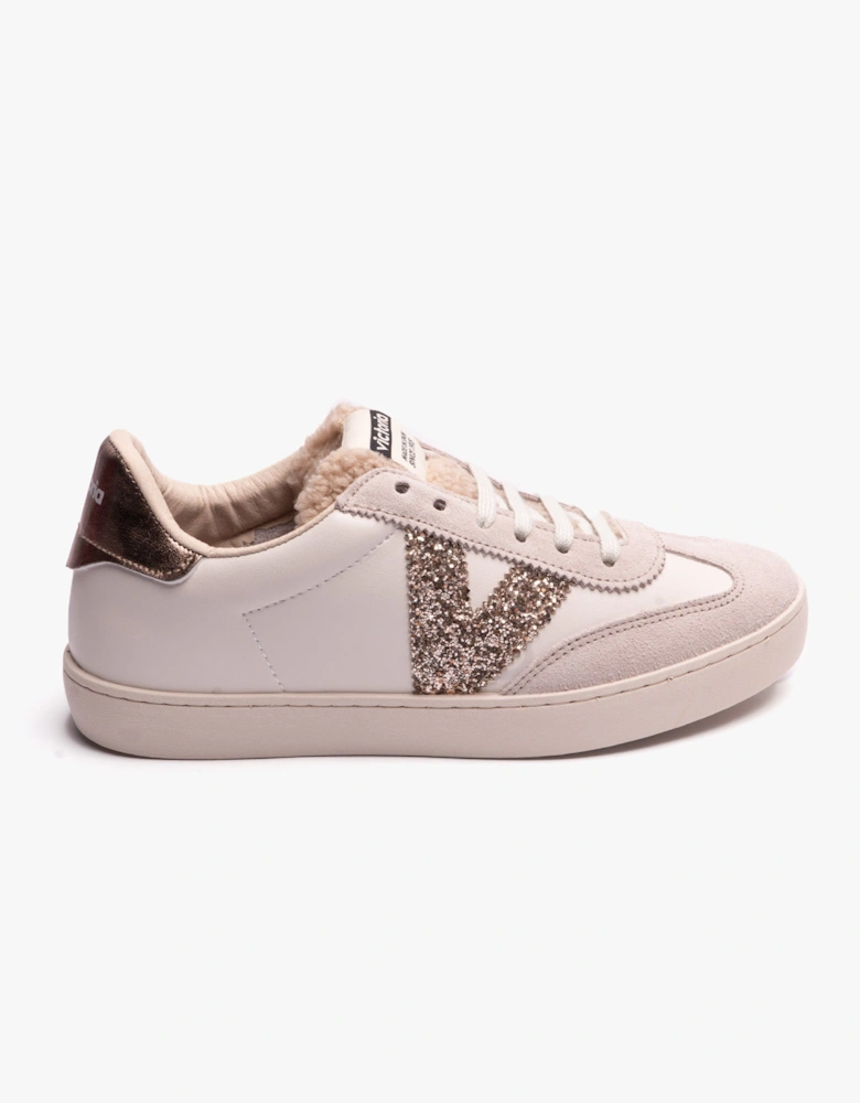 BERLIN FAUX LEATHER & SHEARLING CYCLIST Womens Trainers Hielo