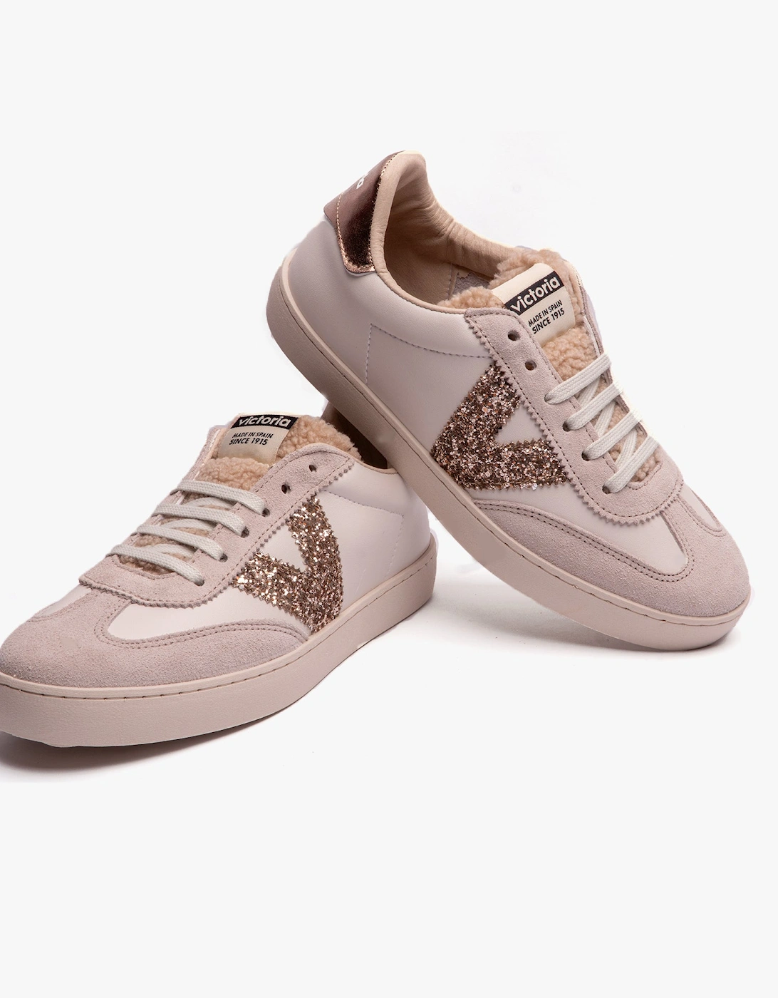 BERLIN FAUX LEATHER & SHEARLING CYCLIST Womens Trainers Hielo