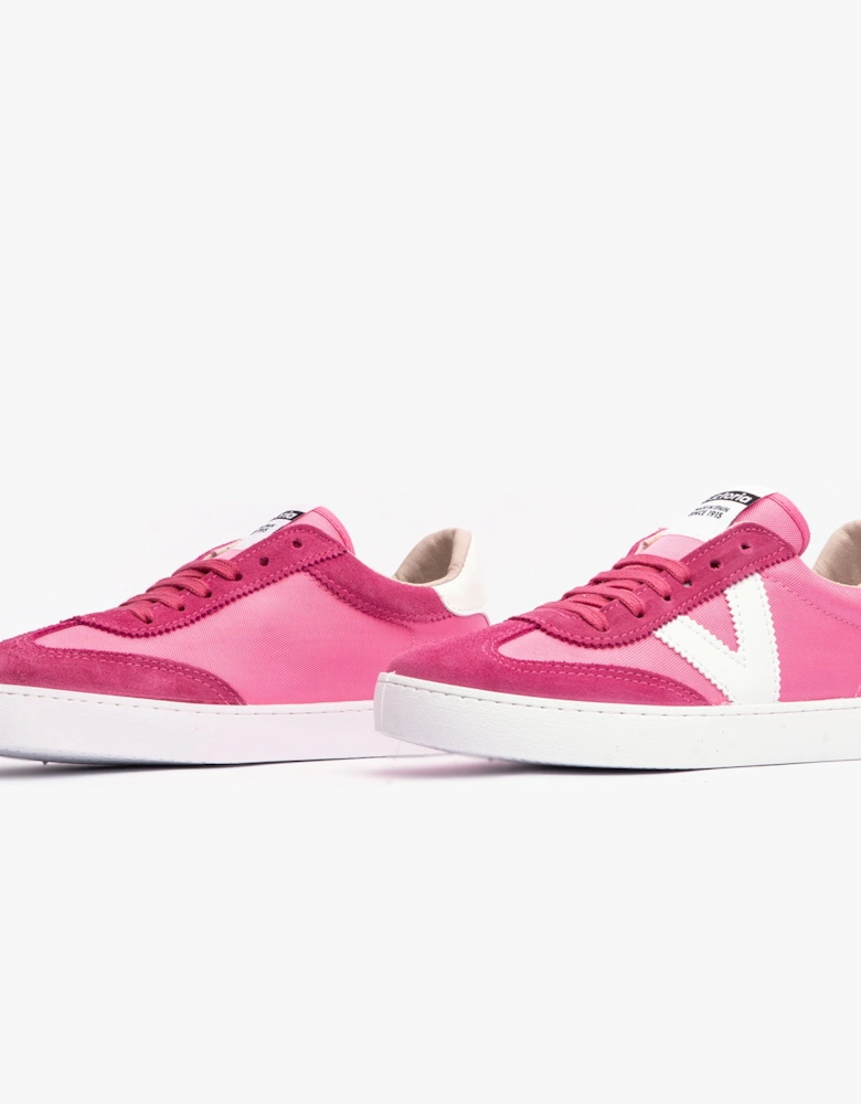 BERLIN SPLIT LEATHER & NYLON Womens Trainers Fucsia