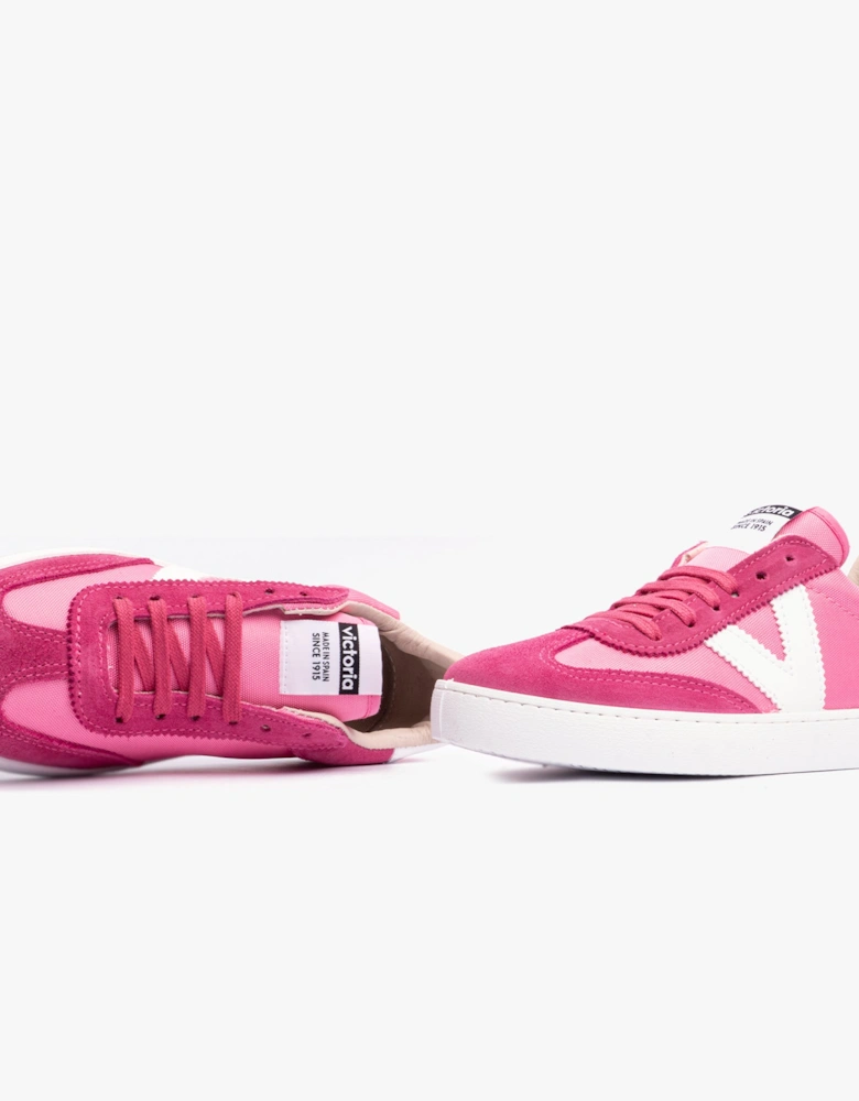 BERLIN SPLIT LEATHER & NYLON Womens Trainers Fucsia