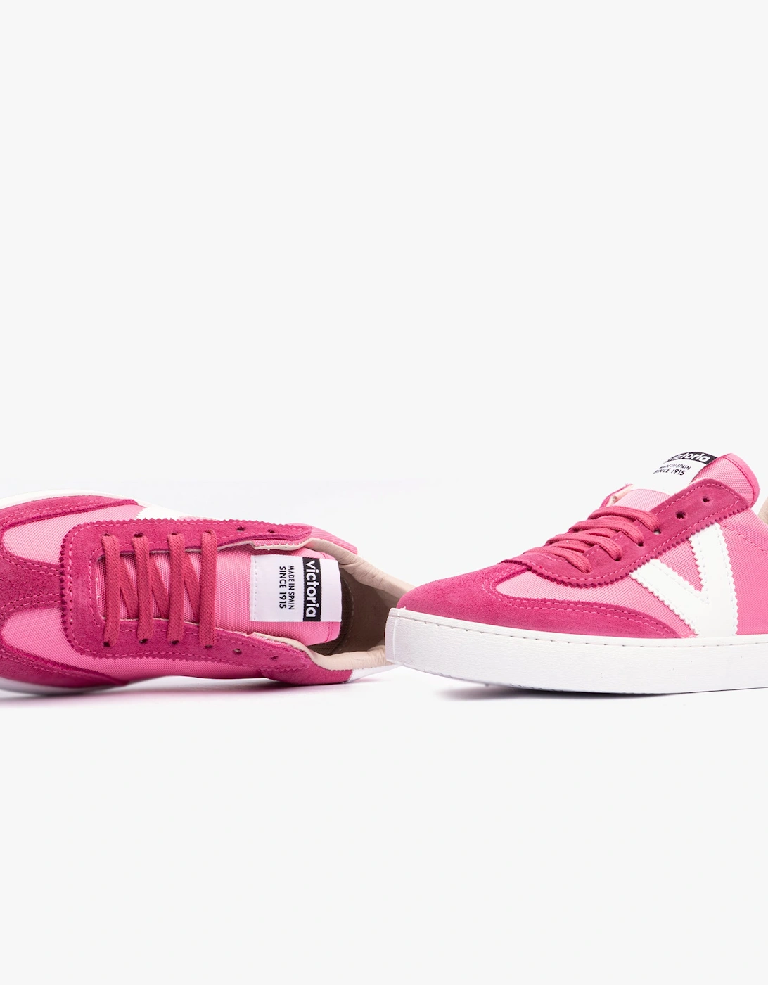 BERLIN SPLIT LEATHER & NYLON Womens Trainers Fucsia