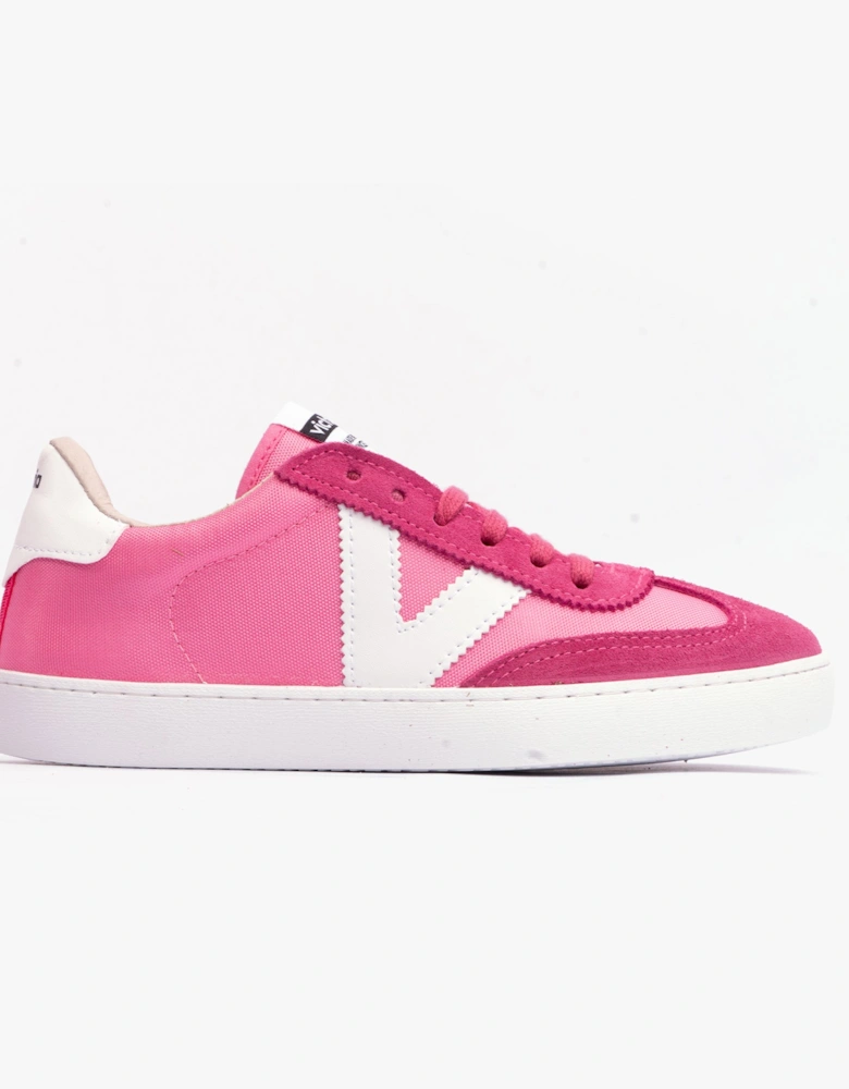 BERLIN SPLIT LEATHER & NYLON Womens Trainers Fucsia