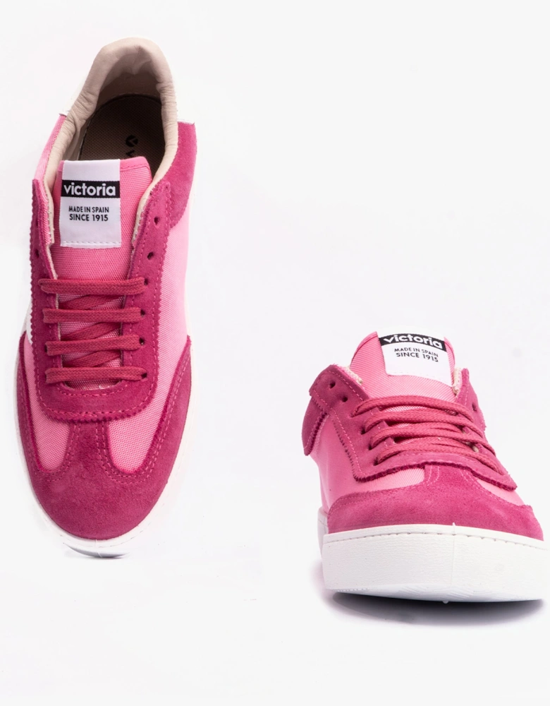 BERLIN SPLIT LEATHER & NYLON Womens Trainers Fucsia