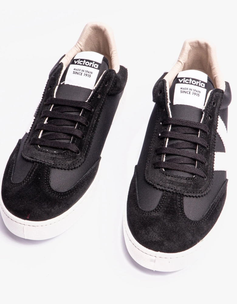 BERLIN SPLIT LEATHER & NYLON Womens Trainers Negro