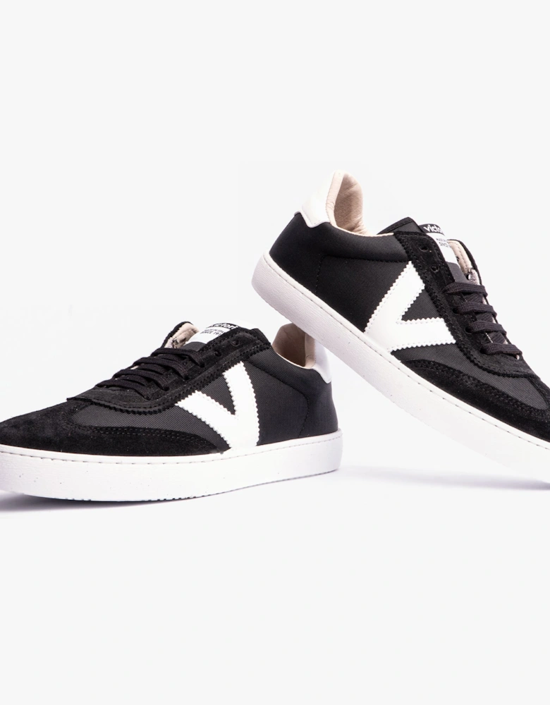 BERLIN SPLIT LEATHER & NYLON Womens Trainers Negro