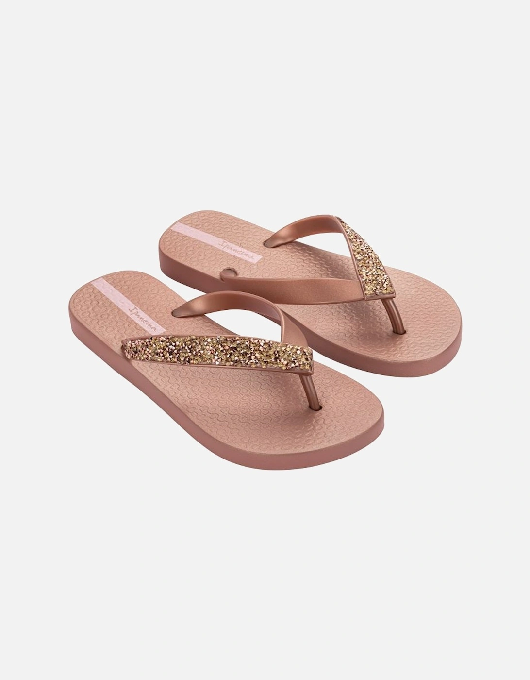 GLAM SPECIAL Womens Flip Flops Rose Gold Crystal, 4 of 3