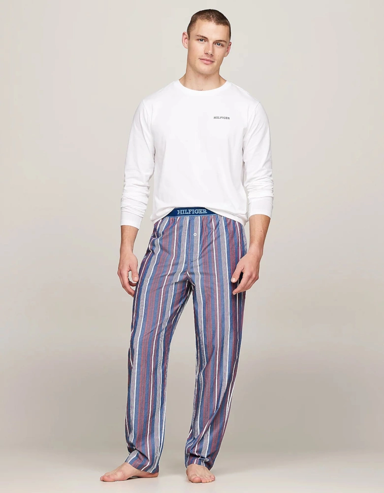 MONOTYPE Mens Pyjama Set White/Monotype Stripes Indigo