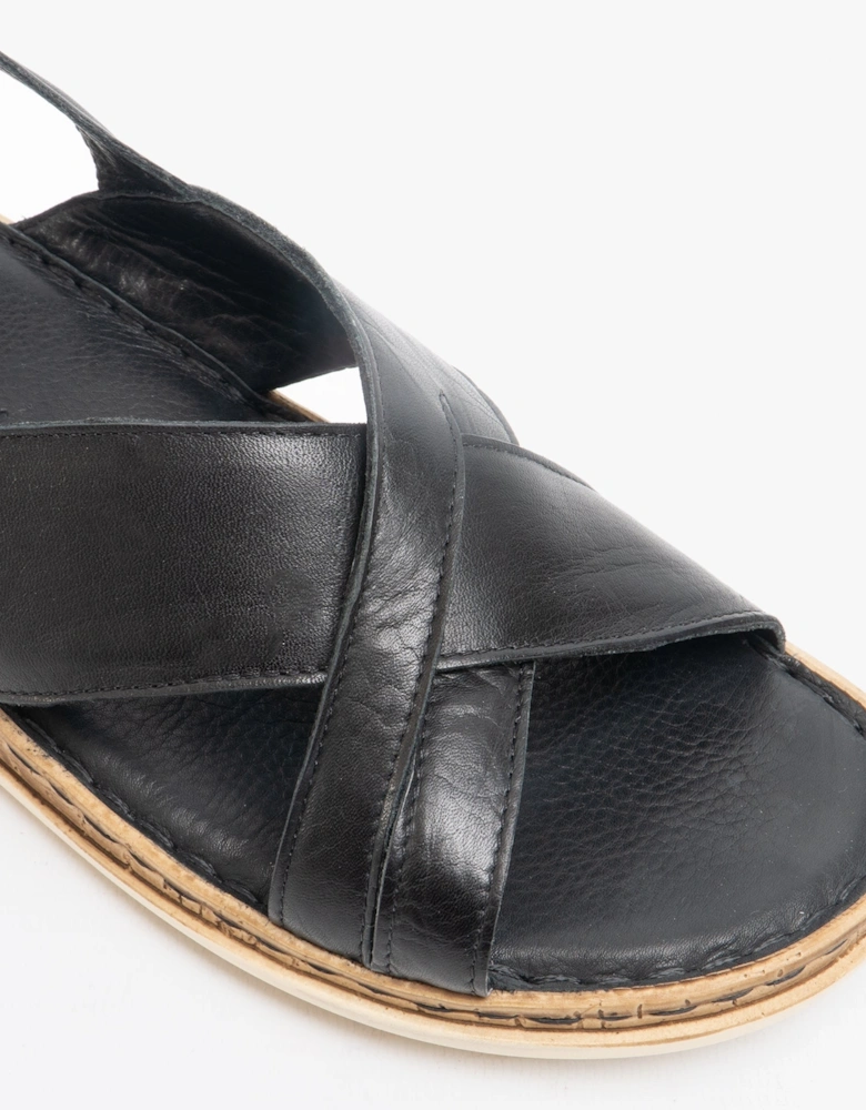 ELENA Womens Leather Sandals Black