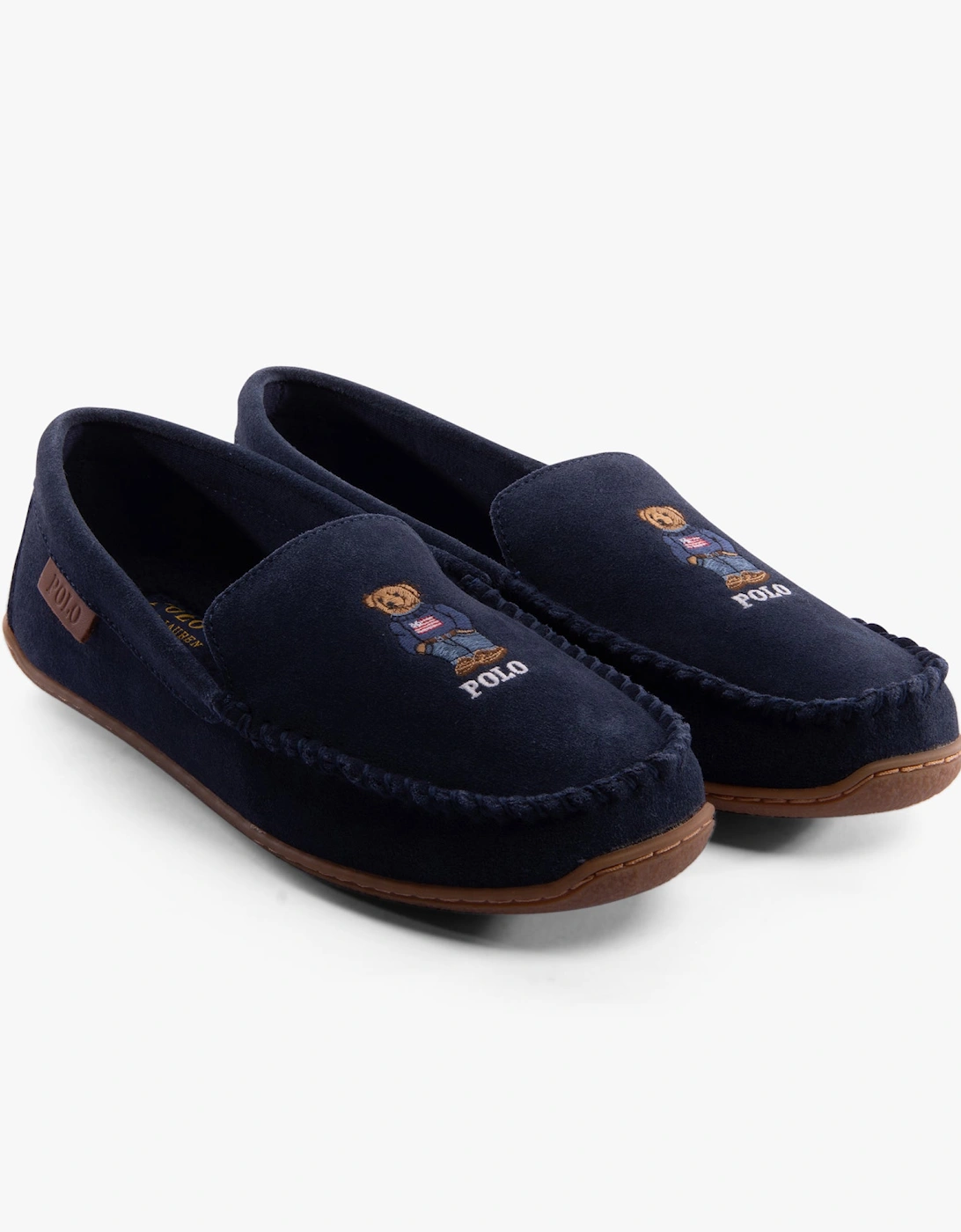 BRENAN BEAR Mens Moccasin Slippers Navy Suede