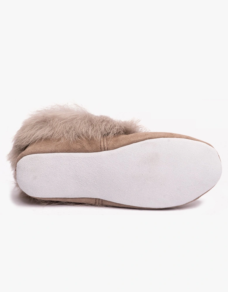 ANNELIE Womens Sheepskin Full Slippers Stone