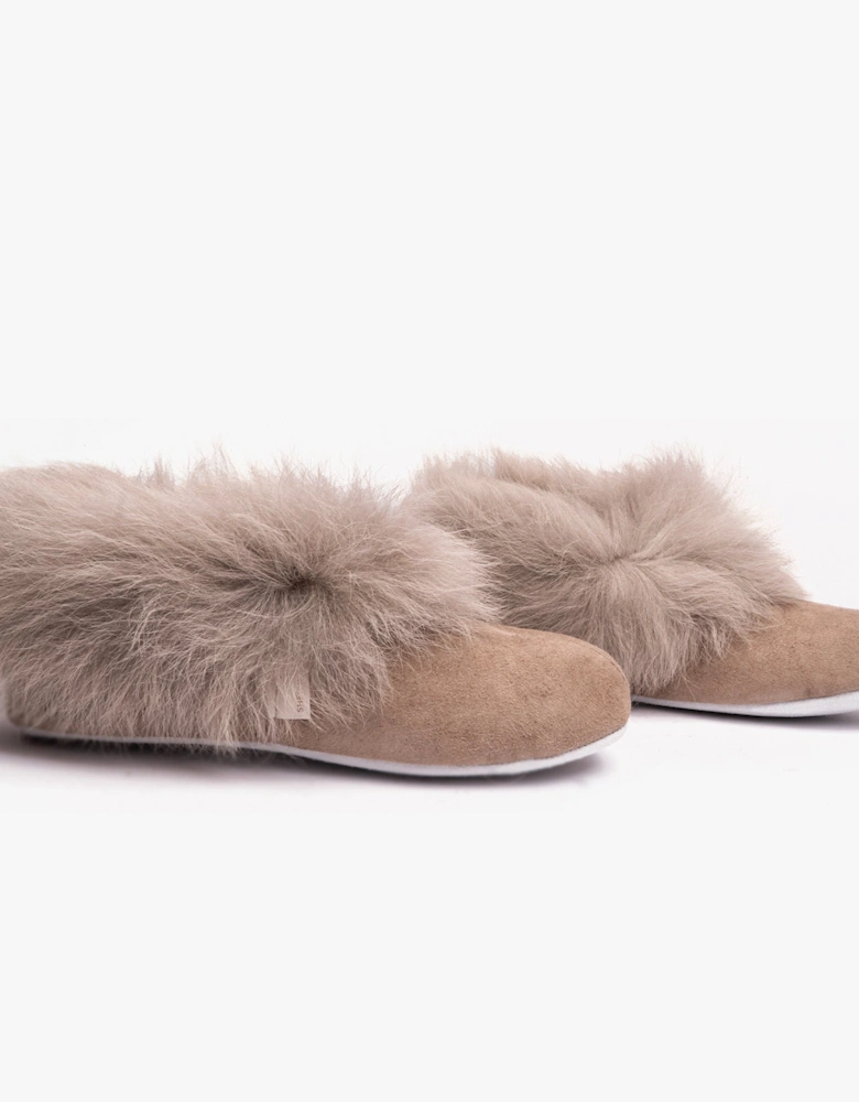 ANNELIE Womens Sheepskin Full Slippers Stone