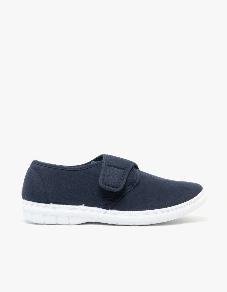 ELIOT Mens Padded Casual Velcro Shoes Navy Blue Denim