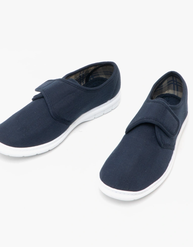 ELIOT Mens Padded Casual Velcro Shoes Navy Blue Denim