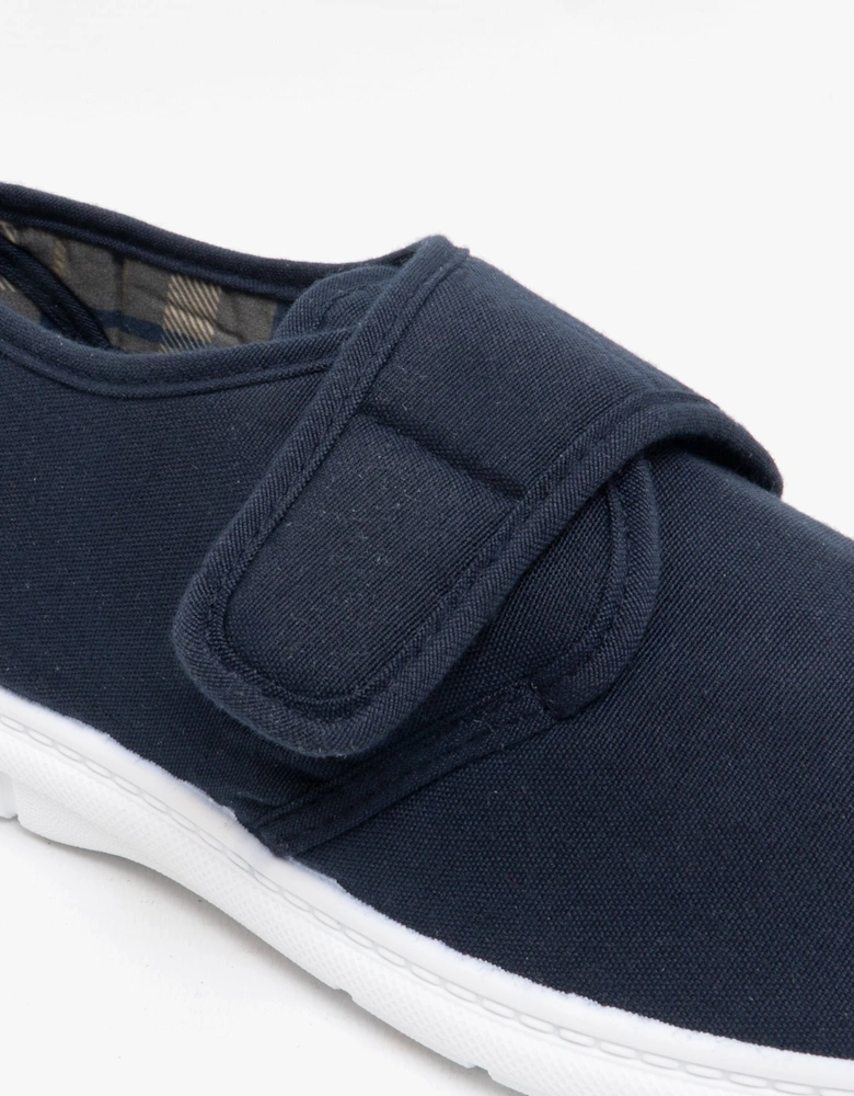 ELIOT Mens Padded Casual Velcro Shoes Navy Blue Denim