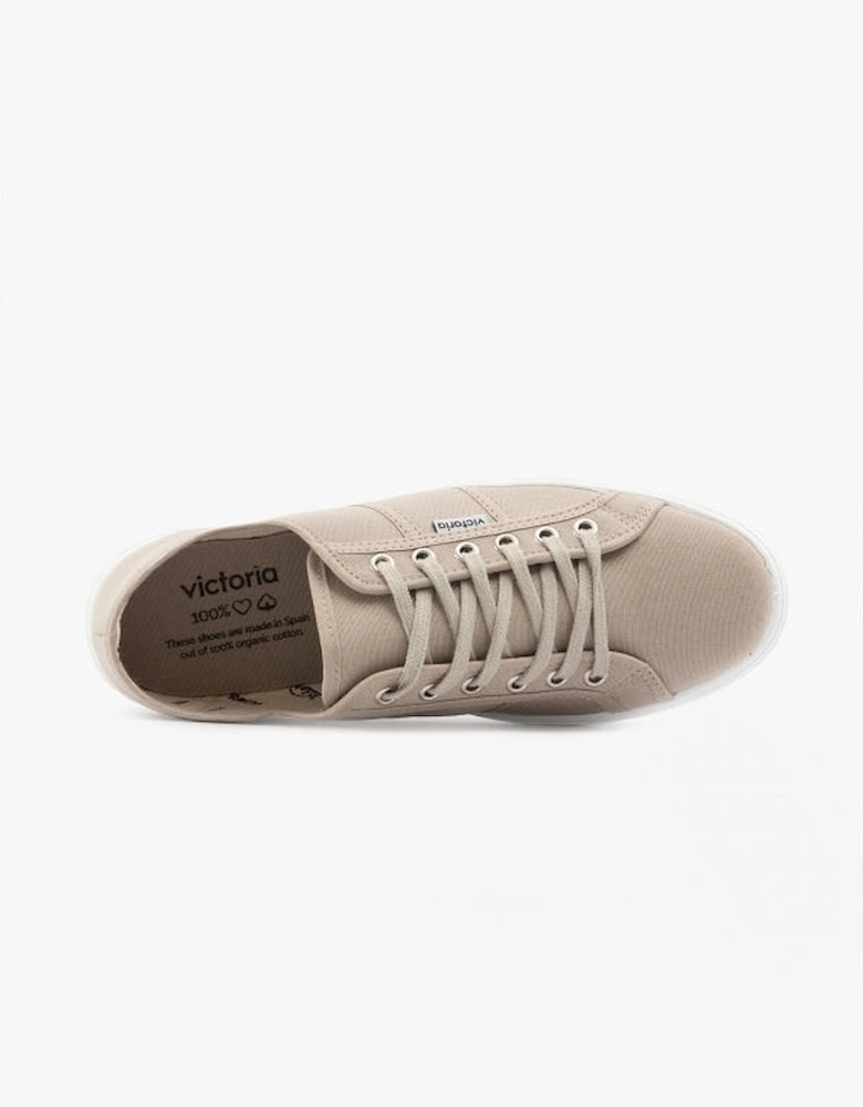 BARCELONA Womens Platform Canvas Trainers Beige