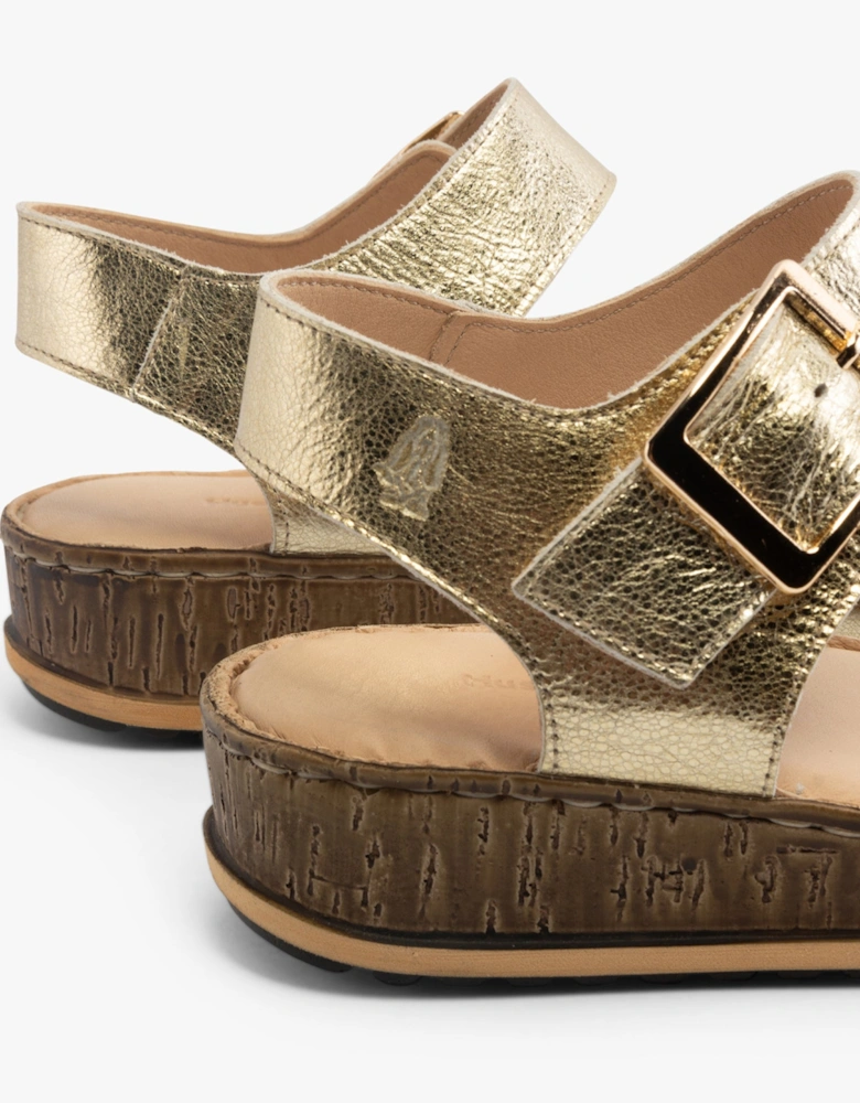 ELLIE Womens Leather Wedge Sandals Gold